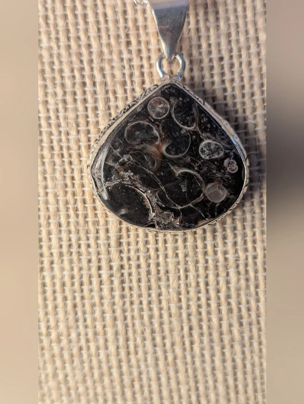 Turritella Fossil Agate Sterling Silver Pendant P052926-03